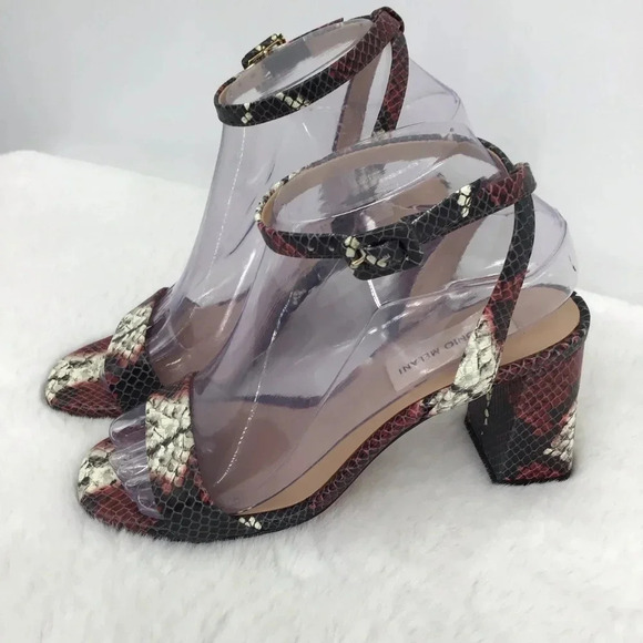 Antonio Milani Women’s Gwyn All leather Snake Print Block Heel Sandal Size 6 - Picture 3 of 12